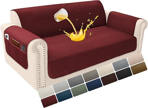 Miniatura 23 de Funda de terciopelo 100 % impermeable para perros, funda de sofá lavable para sofá de 3 plazas, juego de fundas acolchadas y antideslizantes con