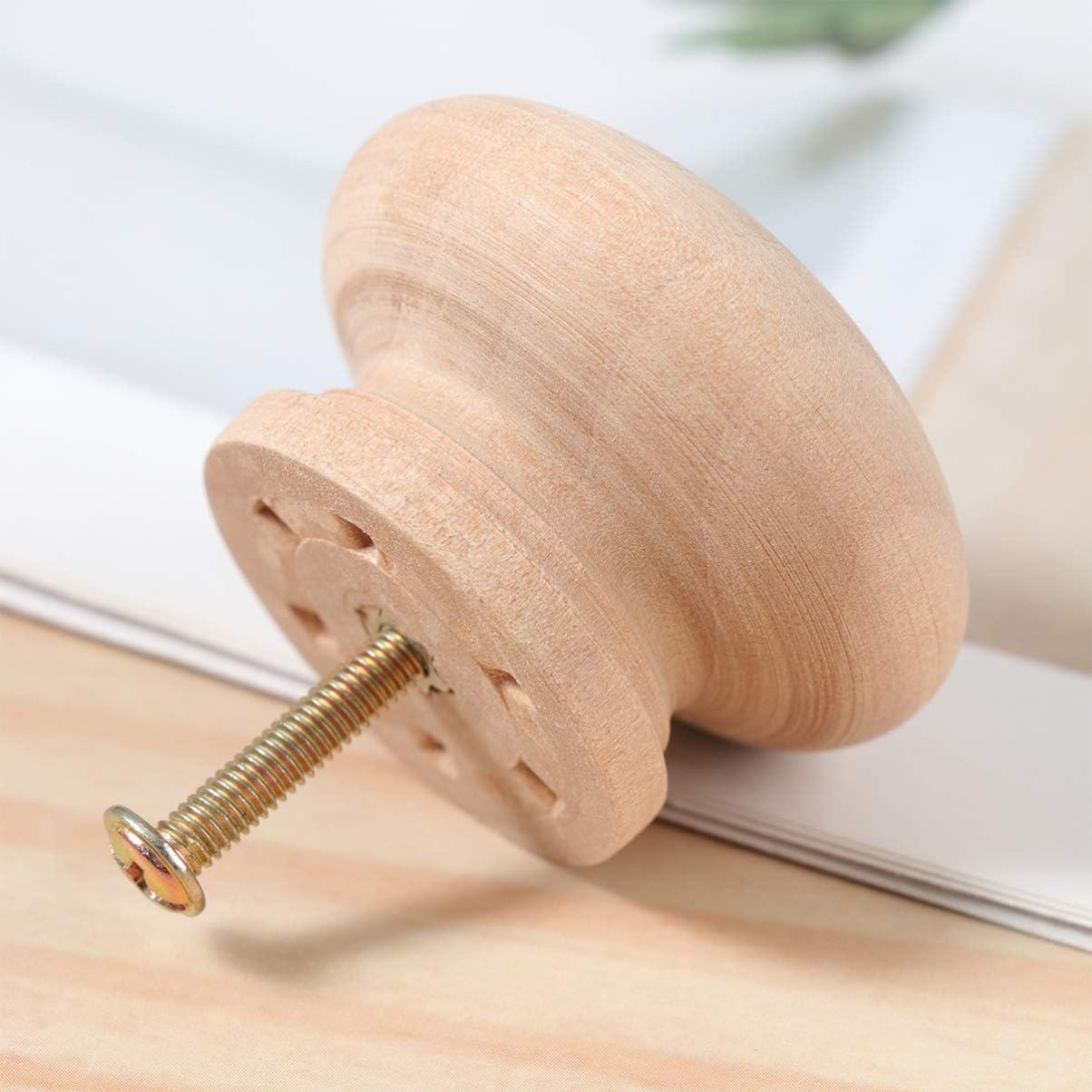 Healifty Wooden Round Handle 15Pcs 45Mm Drawer Knobs for Cabinets Natural Wood Cupboard Pulls DIY Home Furniture Accessories - Image 5