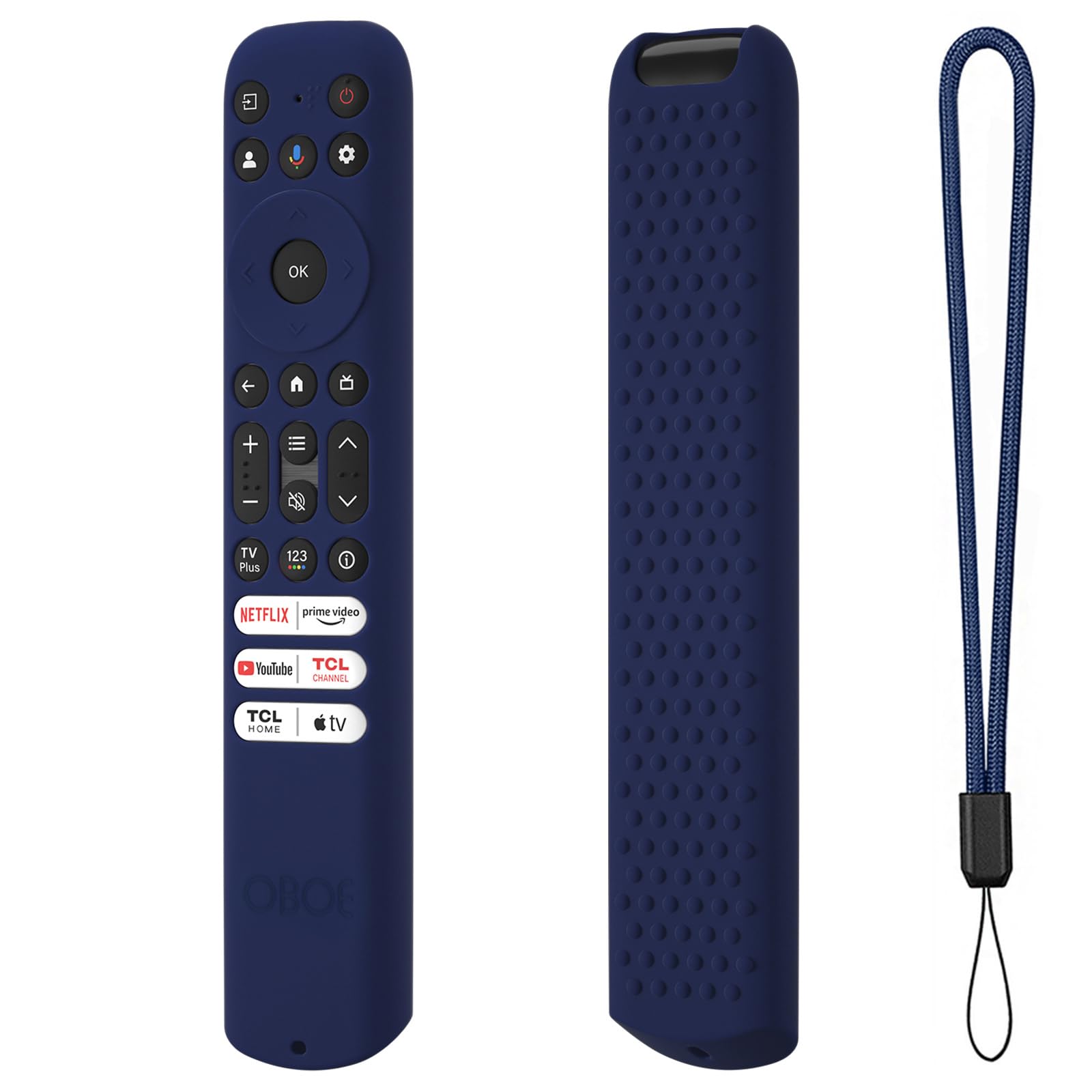 Oboe Silicone TV Remote Cover Case Compatible with TCL Tv Remote RC802NU1 / IFFALCON Smart LED TV Remote Protective Cover with Lanyard (Dark Blue) [Remote NOT Included]