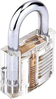 Loboo Idea Transparent Padlock, 50mm Training Lock Professional Cutaway Inside View of Practice Keyed Padlocks Training Skill Pick for Locksmith with 2 Keys