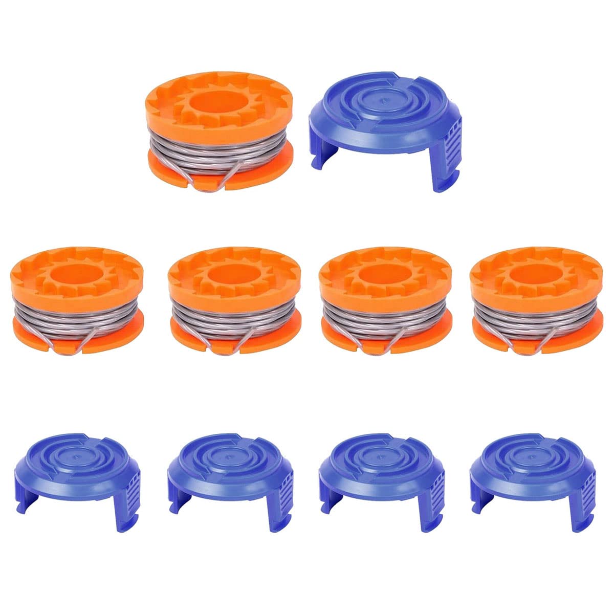 5Pcs Grass Trimmer Spool Line with 5Pcs Spool Cover Replacement for MacAllister MGTP18Li Trimmer