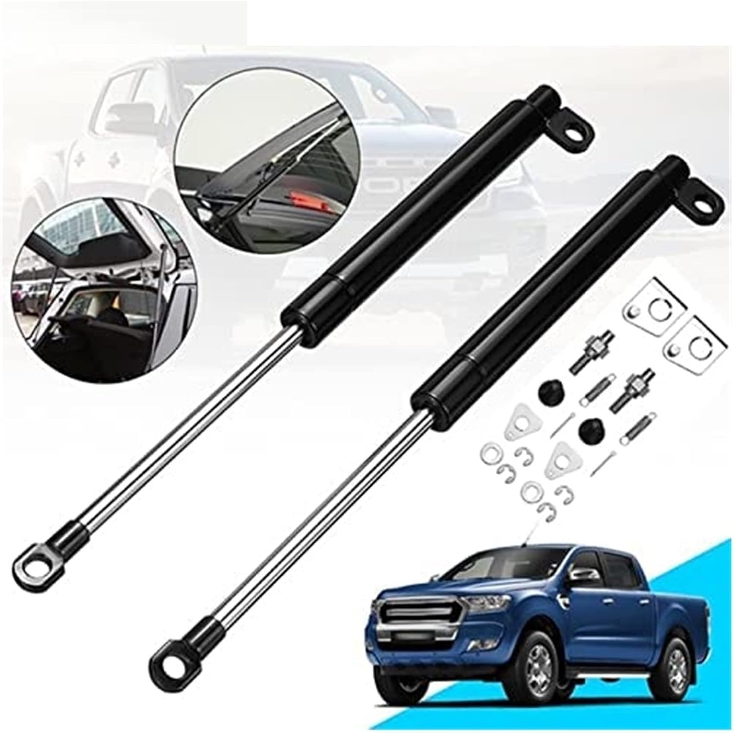 Amortiguador Maletero Trasero 1 Par Puntales Gas para Maletero Trasero para Ford para Ranger T6 para XL para Px XLT para Wildtrak 2011 2012 2013 2014 2015 2016 2017 2018 2019 Puntales Gas