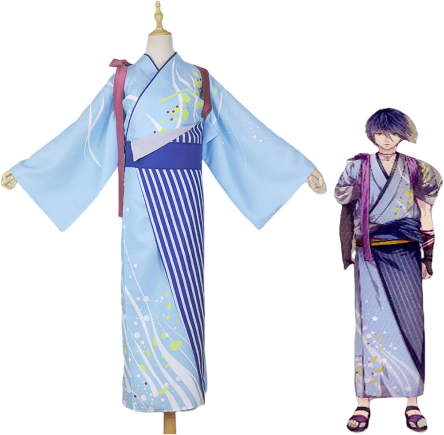 最高級綿麻浴衣彼岸花と桔梗のゆかた着物としても着用可古典花柄