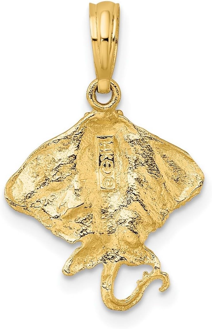 JewelryWeb 15.25mm 10k Solid Yellow Gold 2-d Stingray Charm Pendant Necklace for Women - Image 4