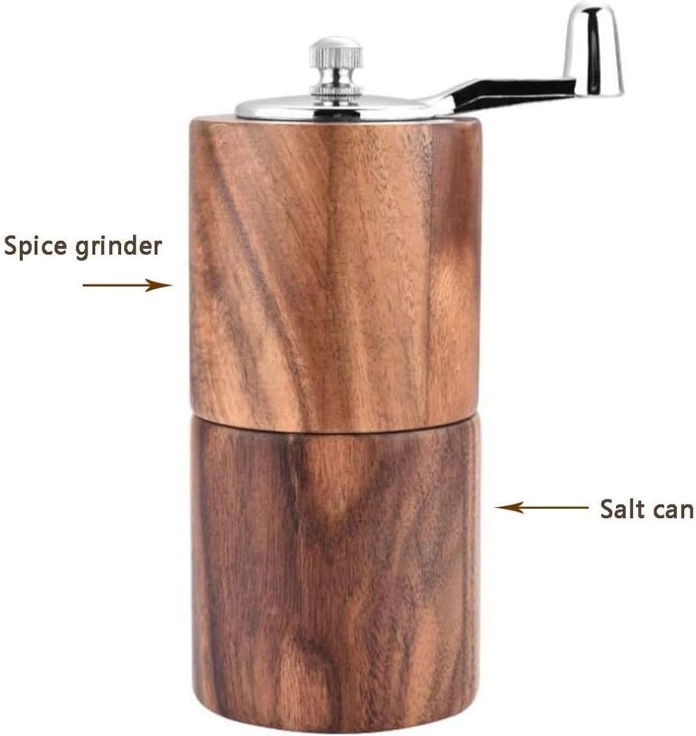 Pepper Mills Acacia Wood Pepper Mill Manual Pepper Grinder with Shaker Set Salt Pepper Grinder with Long Crank Adjustable Grinder Core Pepper Shaker