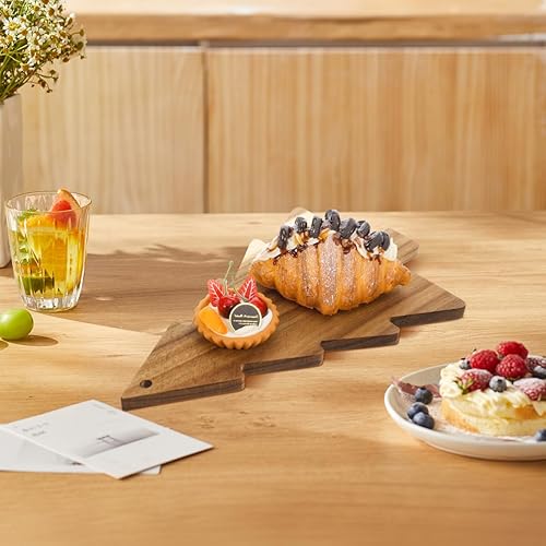 Miniatura 6 de iplusmile Tabla de charcutería de árbol de Navidad, tabla de cortar de cocina, plato de queso de Navidad, bandeja de servir sushi, bandeja de