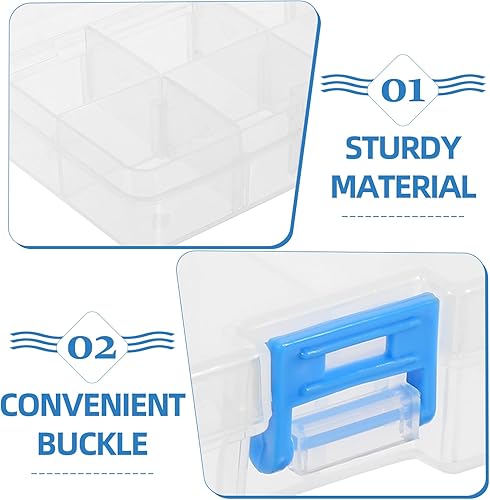 Miniatura 7 de Healifty Caja de almacenamiento de plástico 8 rejillas organizador de contenedores Divisor compartimento de rejilla con tapa para joyería Cuentas