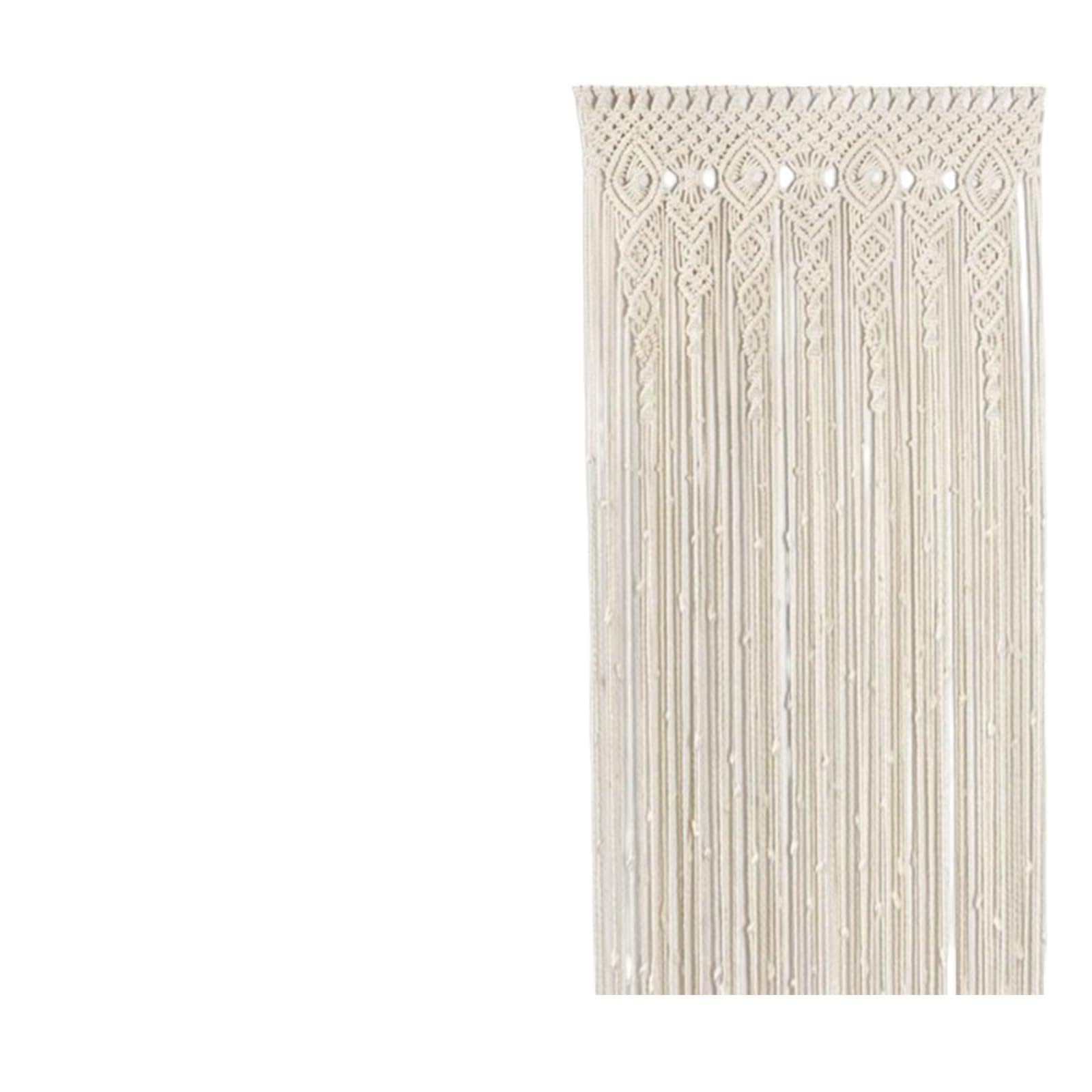 Arazzo da parete in macramè, stile bohémien, tessuto a mano, in macramè, decorazione da parete per divisori, tende per finestre, matrimoni, decorazioni da parete per la casa, beige (35 x 70 cm)