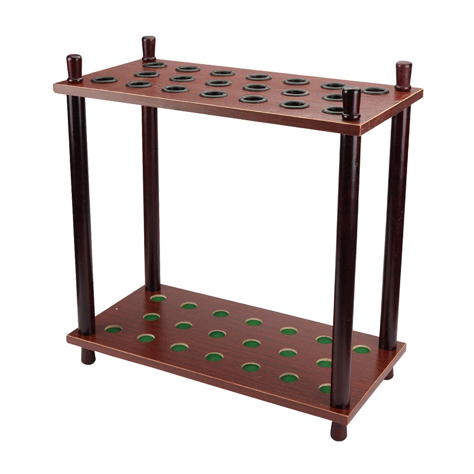 Porta stecche da biliardo, finitura in vernice marrone, porta stecche da biliardo 24 x 12 x 25 pollici, porta stecche da biliardo, contiene 36 stecche, per biliardo e canne da pesca, supporto angolare
