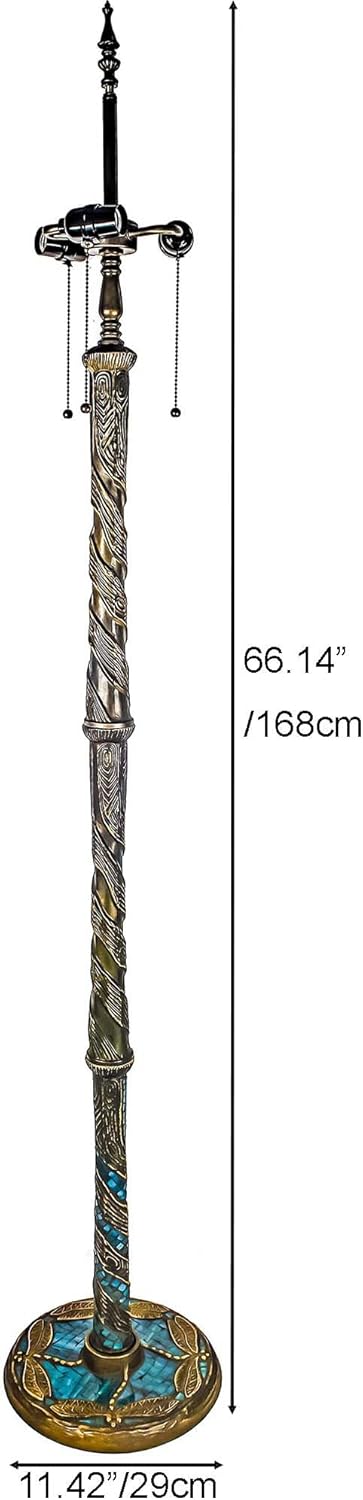 Bieye LB001 Tiffany Style Twisted Dragonfly Floor Lamp Base - Made of Metal - Decorated with Mosaic Stained Glass
