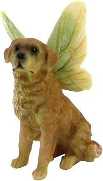 Treasure Gurus Miniature Golden Retriever Figurine Fairy Garden Accessory Mini Dog with Wings Dollhouse Decor Ornament