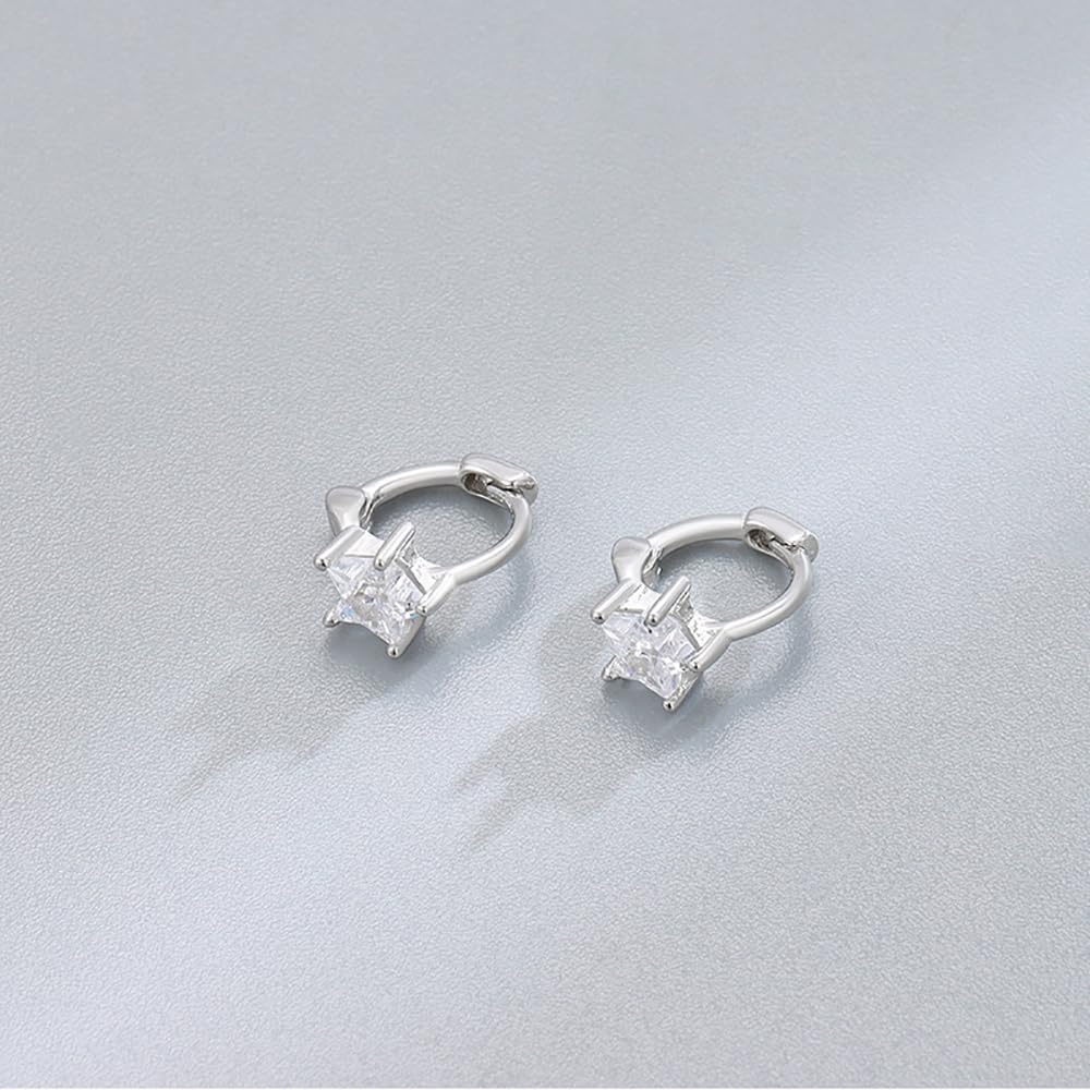 Bonitos aretes de aro de estrella de cristal para mujeres, adolescentes y niñas, plata de ley 925, cartílago, circonita cúbica, pequeños aros, puños, delicados para dormir, hipoalergénicos, regalos de