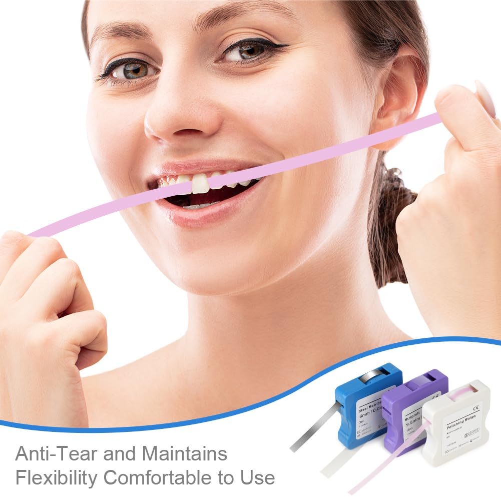 OFFCUP Lucidatura Dentale, 4mm/6m Strisce Sbiancanti Denti per Lucidatura Dentale, Scatola Dentale Lucidatura Striscia, per Levigatura, Pulizia e Sbiancamento dei Denti Interdentali (Rosa)