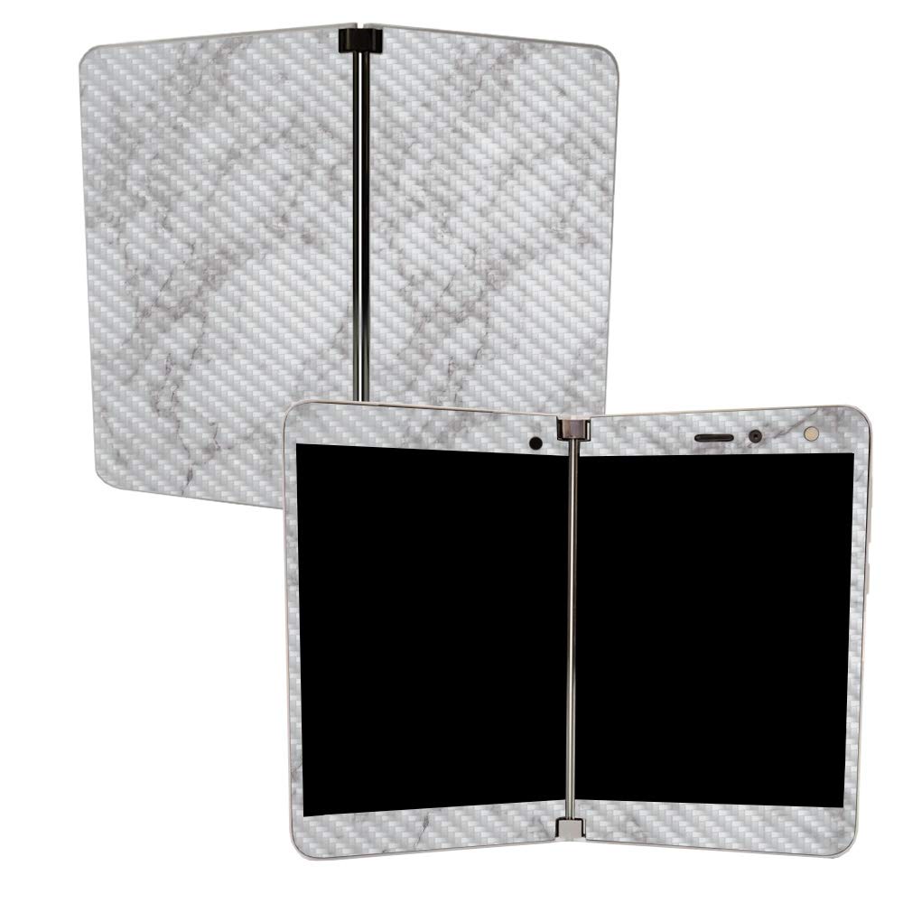 MIGHTY SKINS MightySkins Carbon Fiber Skin for Microsoft Surface Duo - Frost Marble | Protective, Durable Textured Carbon Fiber Finish | Easy to Apply, Remove, and Change Styles | Made in The USA