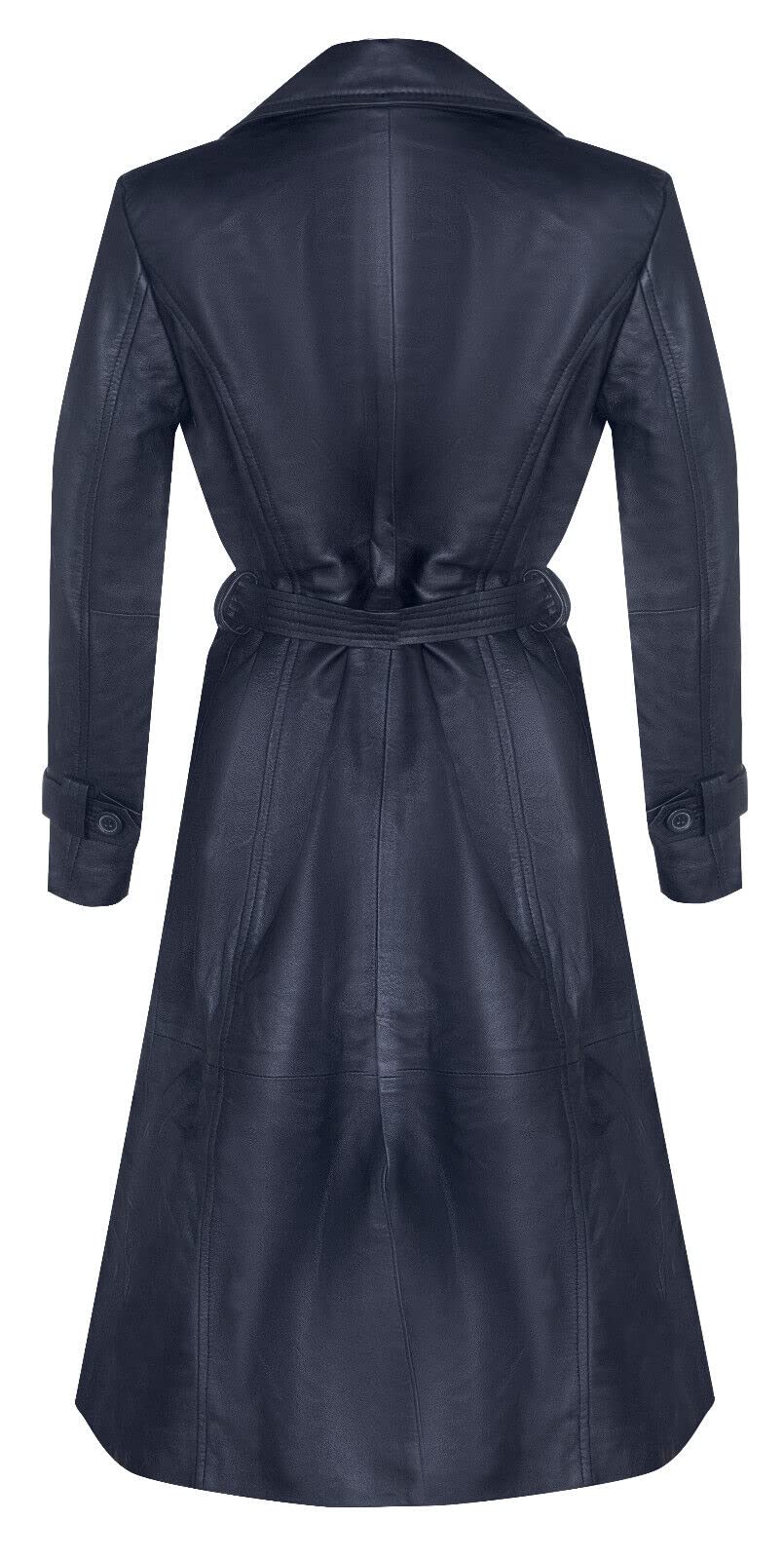 Infinity Leather Klassischer Trenchcoat aus Schwarzem Leder in Voller Länge für Damen Schwarz