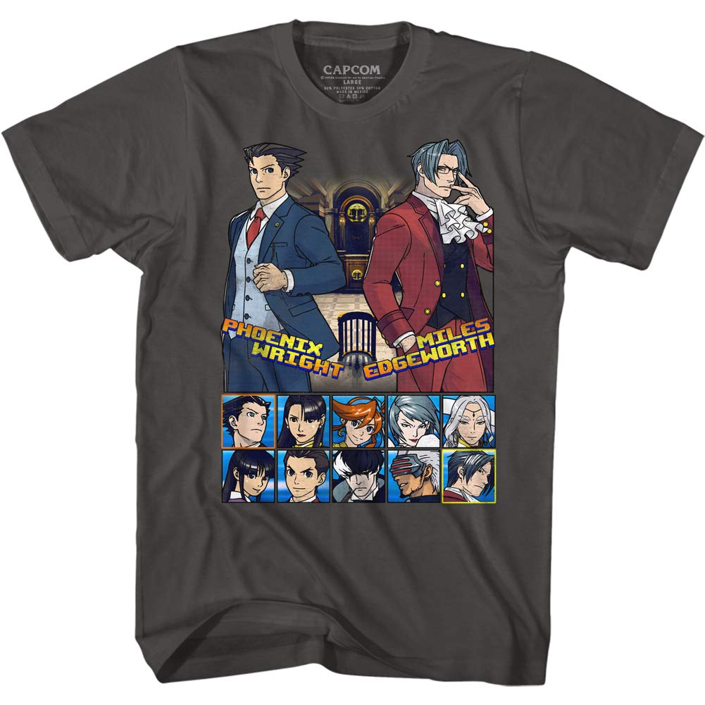 Ace Attorney Gaming Phoenix Wright and Miles Edgeworth Choose Your Fighter Adult Short Sleeve T-Shirt Graphic Tee