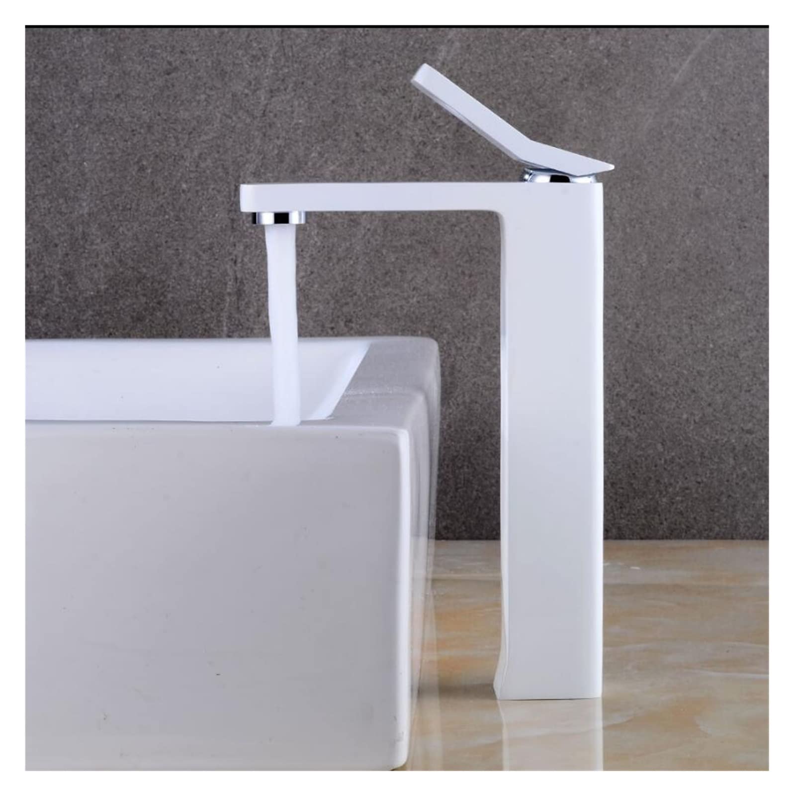 Mitigeur de lavabo haut blanc en laiton pour vasque de salle de bain
