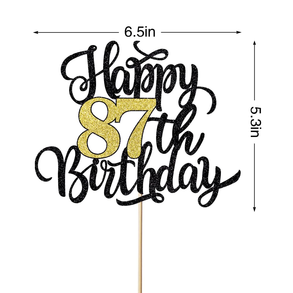 Leetaivie Topper Per Torta Di Compleanno Happy 87th Birthday Con Glitter Oro Nero Decorazioni Per Torta Di Compleanno Per L87 Anniversario8~p127762461
