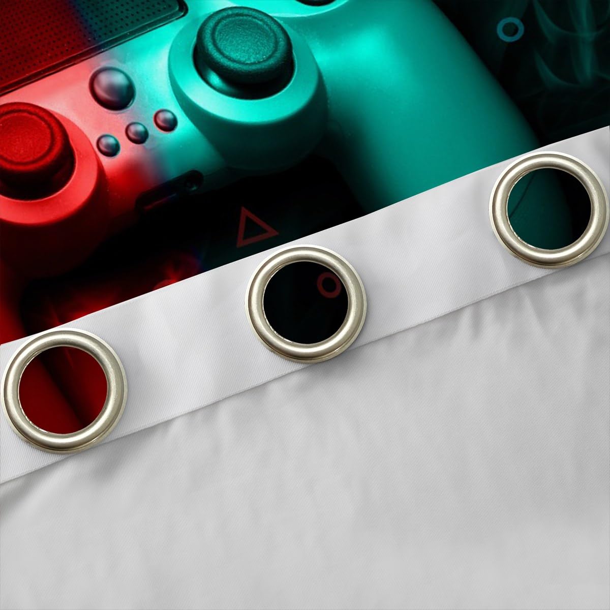 Tende per finestre, a tema gaming videogiochi, idea regalo, per bambini e ragazzi, motivo: astratto con cubo pixel, con occhielli, decorazione rossa nera verde per stanze e dormitori, 167,6 x 228,6