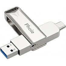 128GB Dual USB Flash Drive, USB 3.2 Gen 1 USB C & USB A Memory Stick with Physical Write Protect Switch, 360 Metal Swivel OTG Thumb Drive for iPhone 17/16/15, MacBook, Windows
