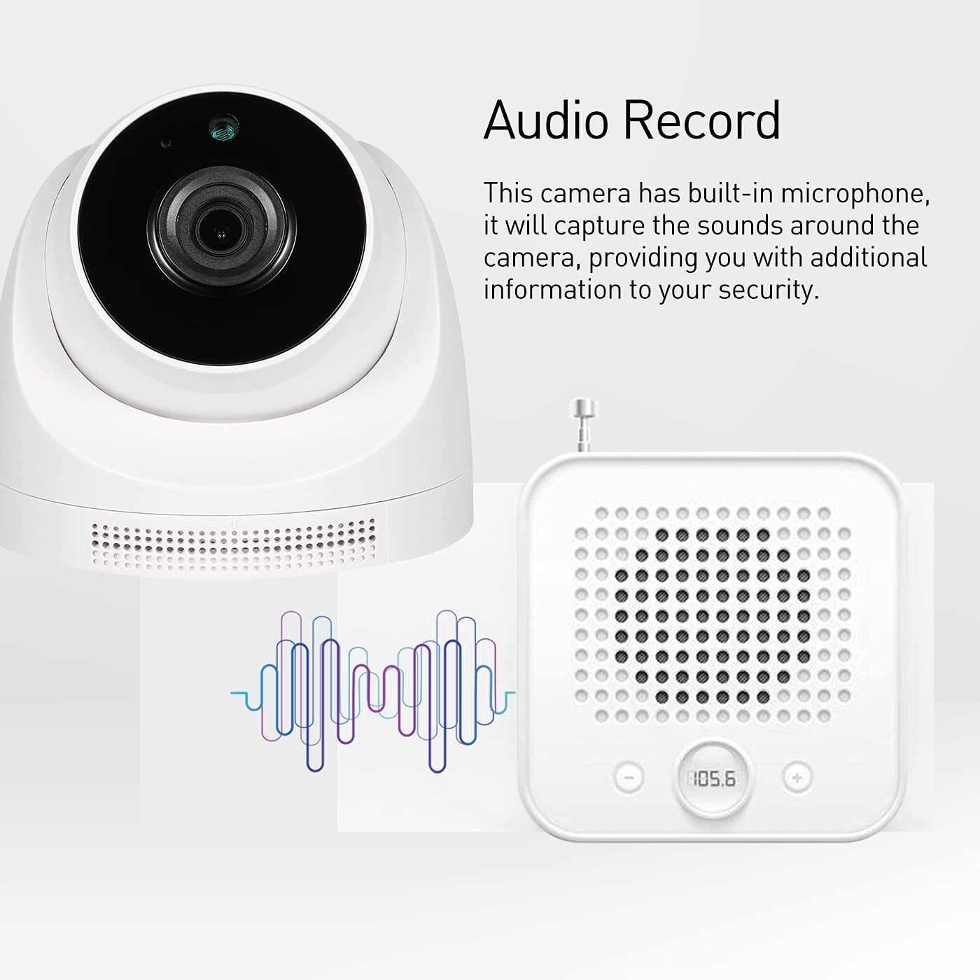 Revotech HD 3MP Interno Telecamera IP POE con Audio, Telecamera di Sicurezza a Cupola Visione Notturna 3 array LED IR P2P Telecamera CCTV H.265/H.264 (I3006-POE-Audio)