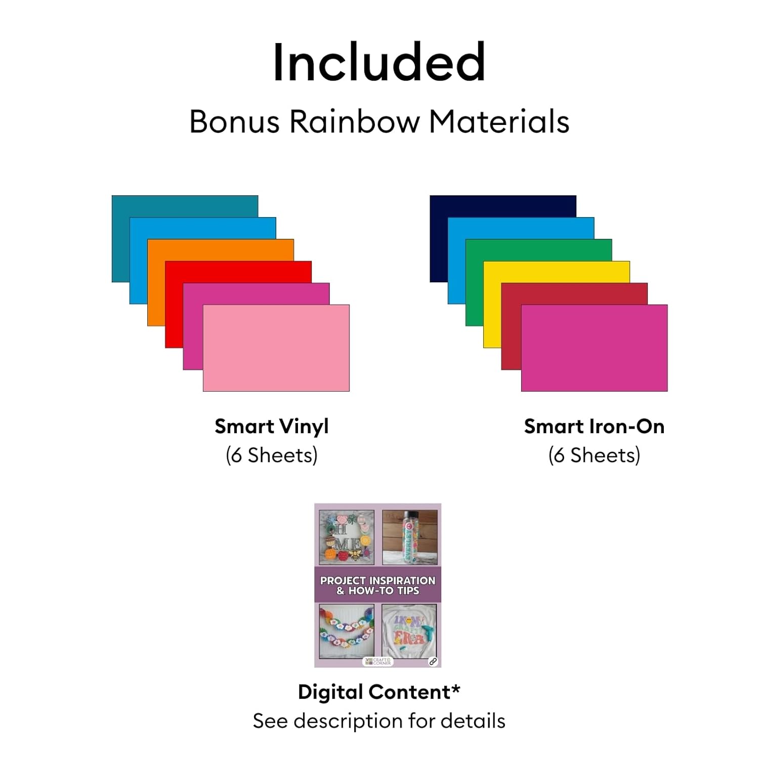 Cricut Explore 5 Rainbow Essential Bundle with Rainbow Smart Vinyl & Smart Iron-On Sheets and 100+ Project Design eBook - DIY Cutting Machine for Decals, Stickers, HTV & Custom Crafts