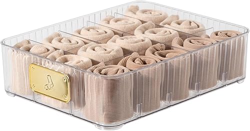 Miniatura 7 de Organizador transparente para brasieres, organizador de cajones de ropa interior de plástico con tapa para armario, almacenamiento de ropa interior,