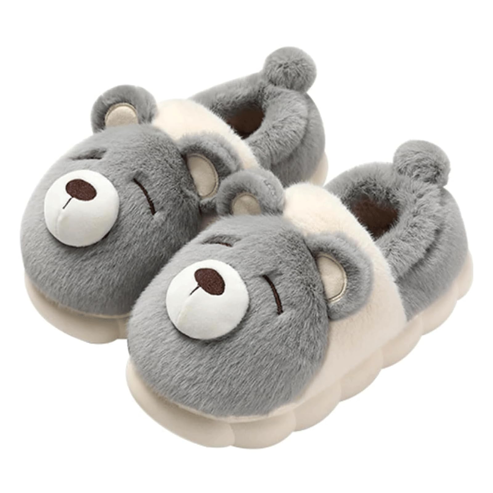 Genérico Lindas Pantuflas De Oso Polar, Antideslizantes Y De Felpa Cálida