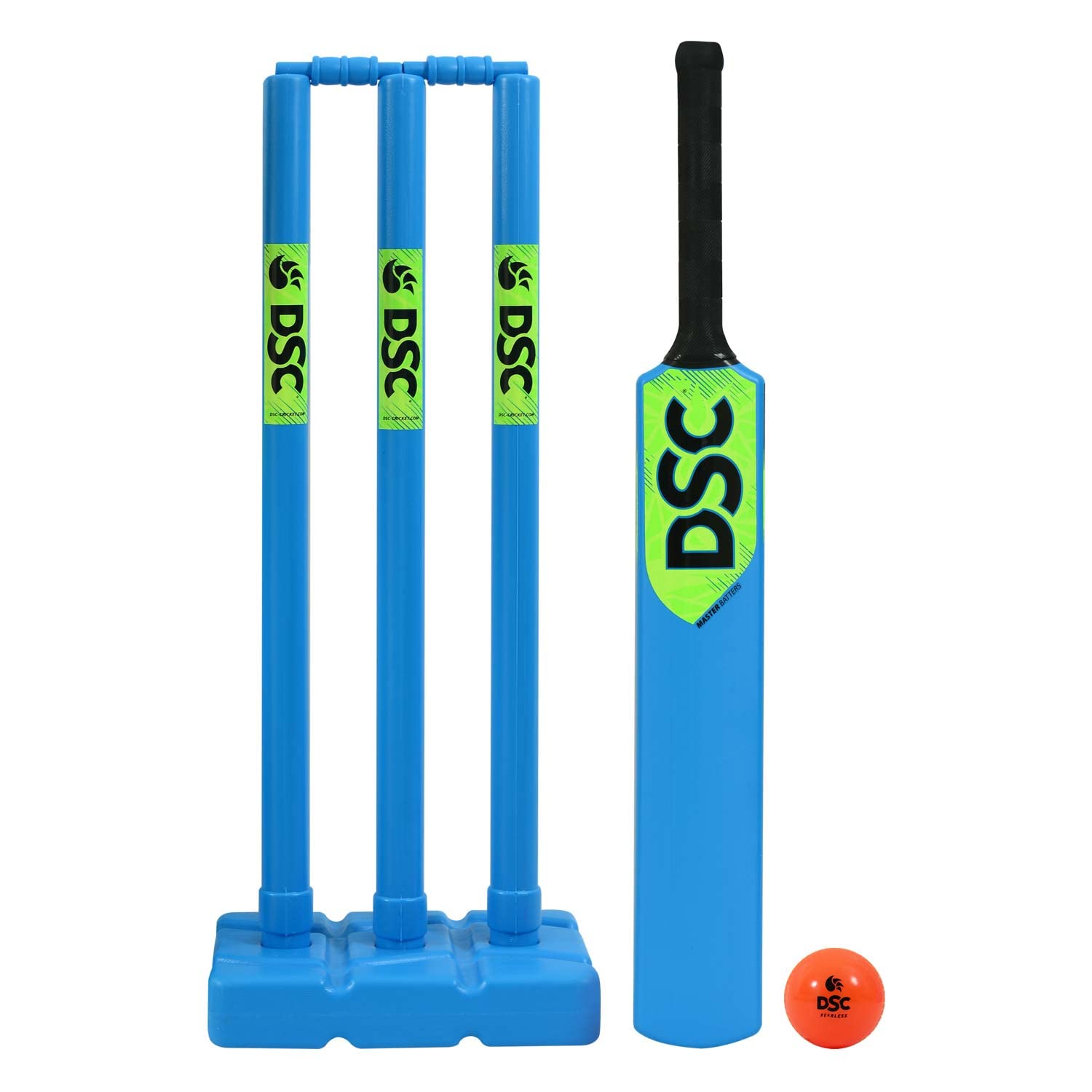 DSC Cricket Set - Ideal for Tennis and Gully/Turf Cricket (1 Plastic Bat, 4 Stumps, 2 Base, 2 Bails, 1 PVC Ball)