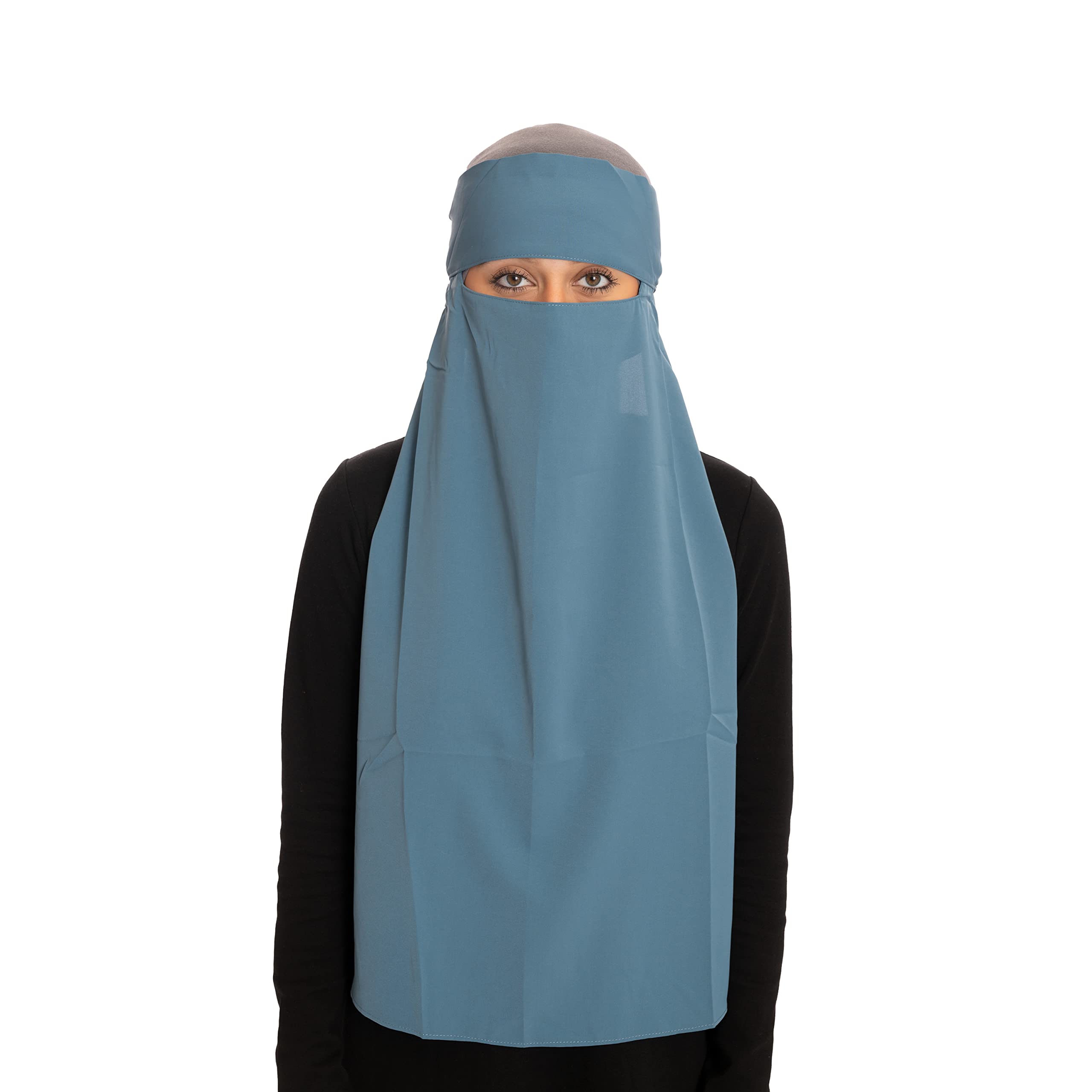 TheHijabStore.com Women's Thick 1-Layer 27 inches Long Premium Polyester Niqab Muslim Face Veil Mask