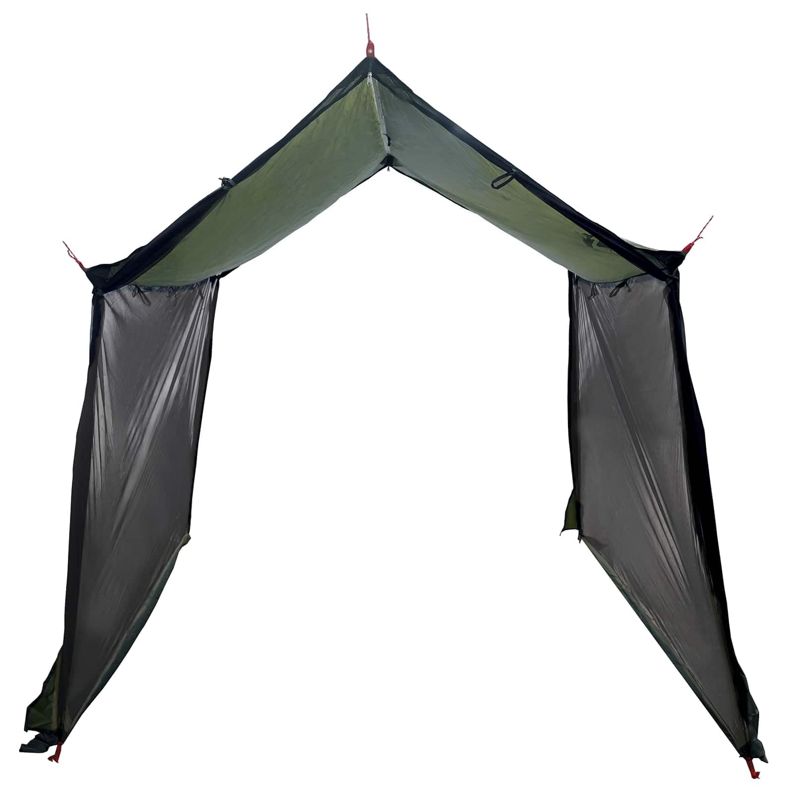 Camping-Tarp mit Mesh-Wänden 270x210x210 cm Pavillon für Garten und Camping Braun Grau Polyester-Dach Stahlrahmen Zelt mit Reißverschlusstür und Abspannseilen