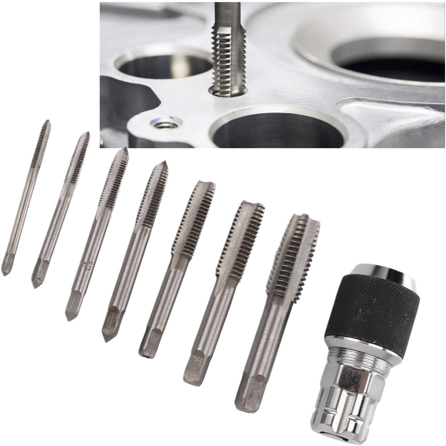 3/8 Inch Drive Tap Socket High Speed Steel Adjustable Tap Chuck Holder Socket Adapter (Tap and Socket)