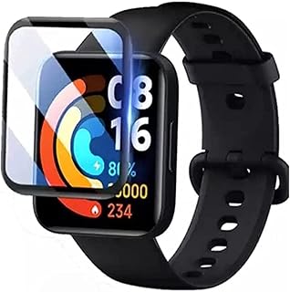 شاشة حماية كاملة لاصقة ثلاثية الأبعاد لساعة ريدمي ووتش 2 لايت، أسود