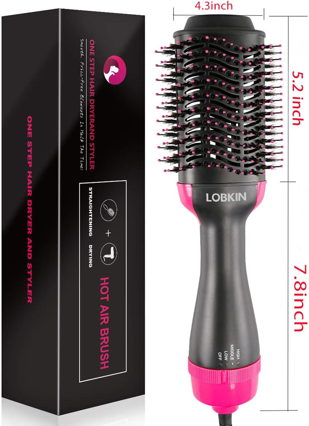 LOBKIN Hair Dryer Brush dimensions