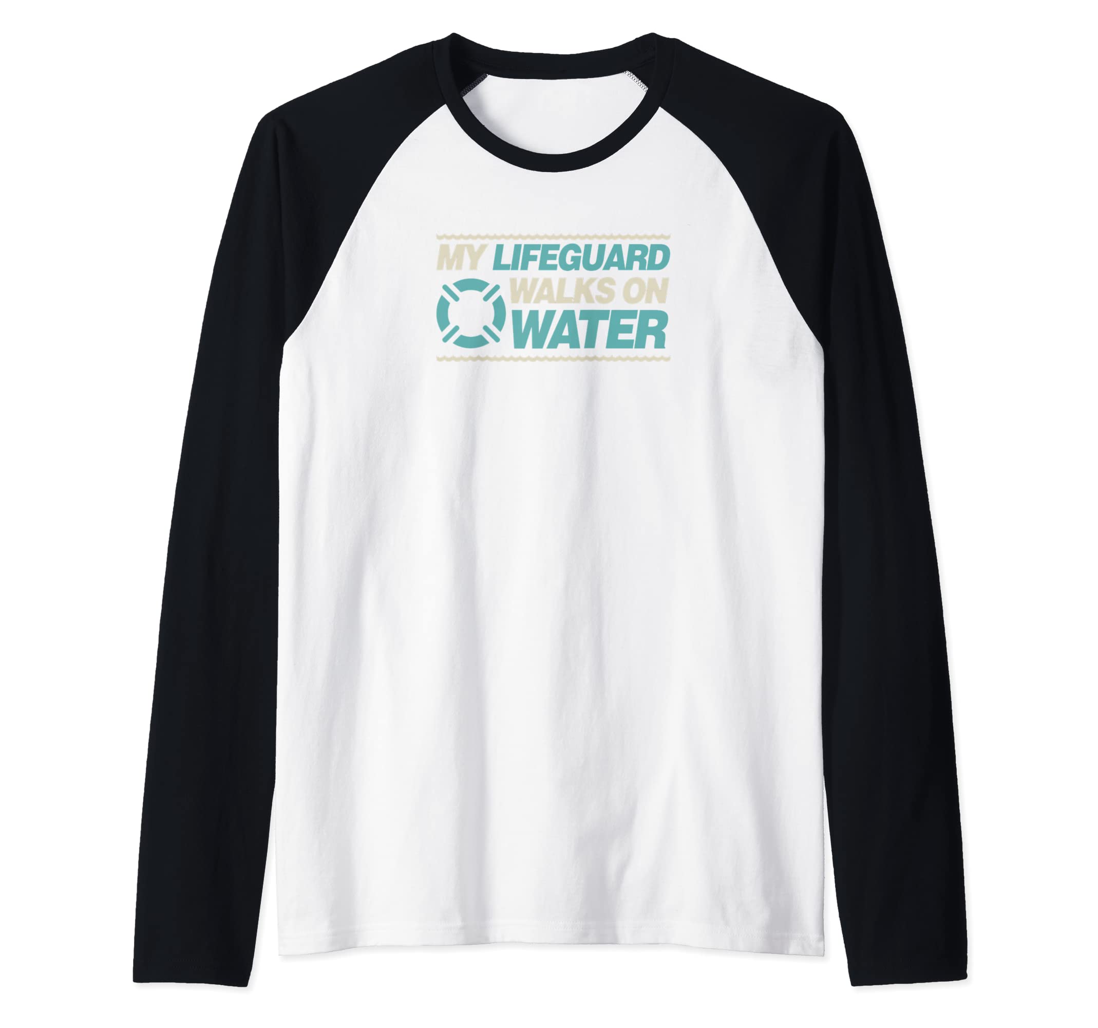 My Lifeguard Walks On Water Funny Christian Lifeguard Pool Raglan Baseball Tee