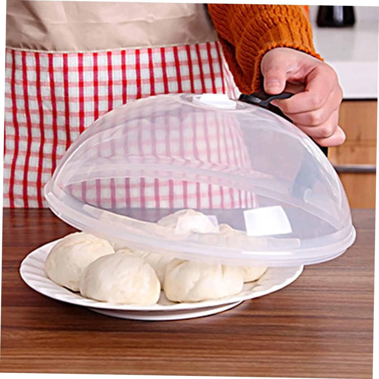 Portable Reusable Microwave Oven Oil Cover with Black Handle
