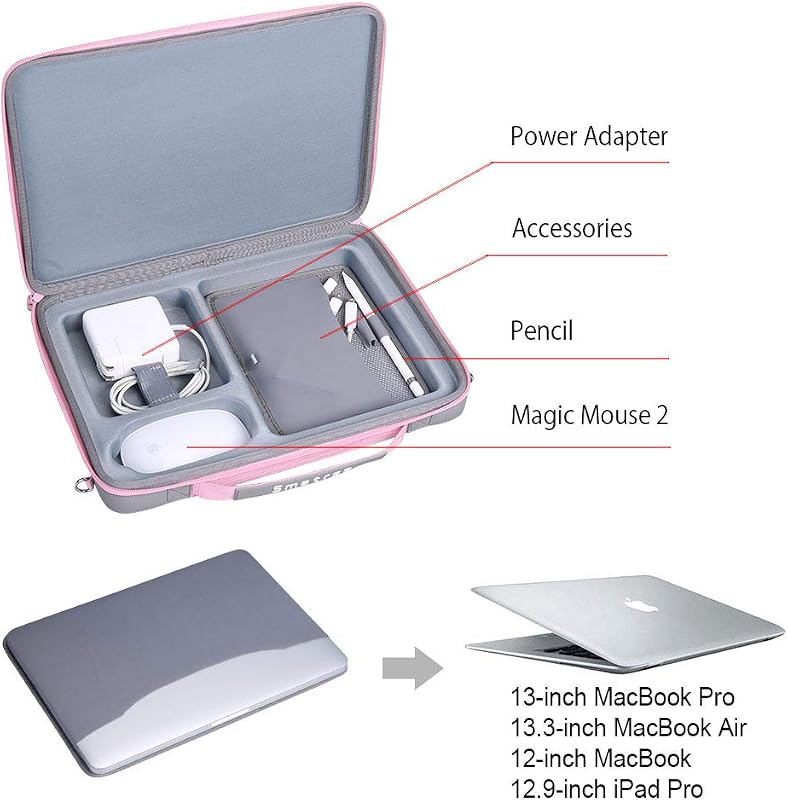 Smatree 13.3" Laptop Kemény Tok MacBook Pro/Air, iPad Pro, Surface Pro - Rózsaszín
