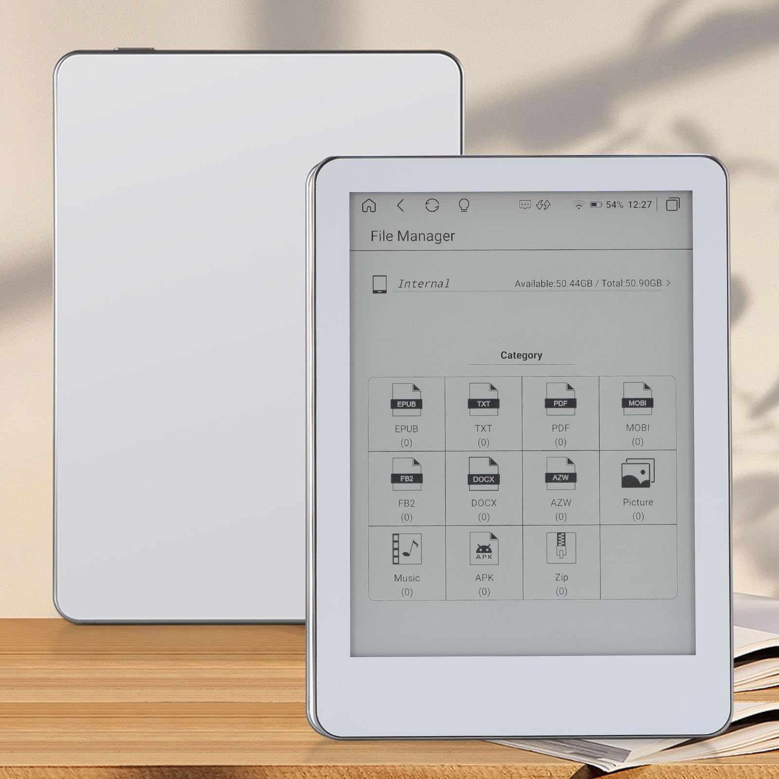 Fabater E-Paper-Reader, Kompakter 6-Zoll-300-PPI-Touchscreen mit Schutzhülle für Tägliche Leser und Lernbegeisterte (White)
