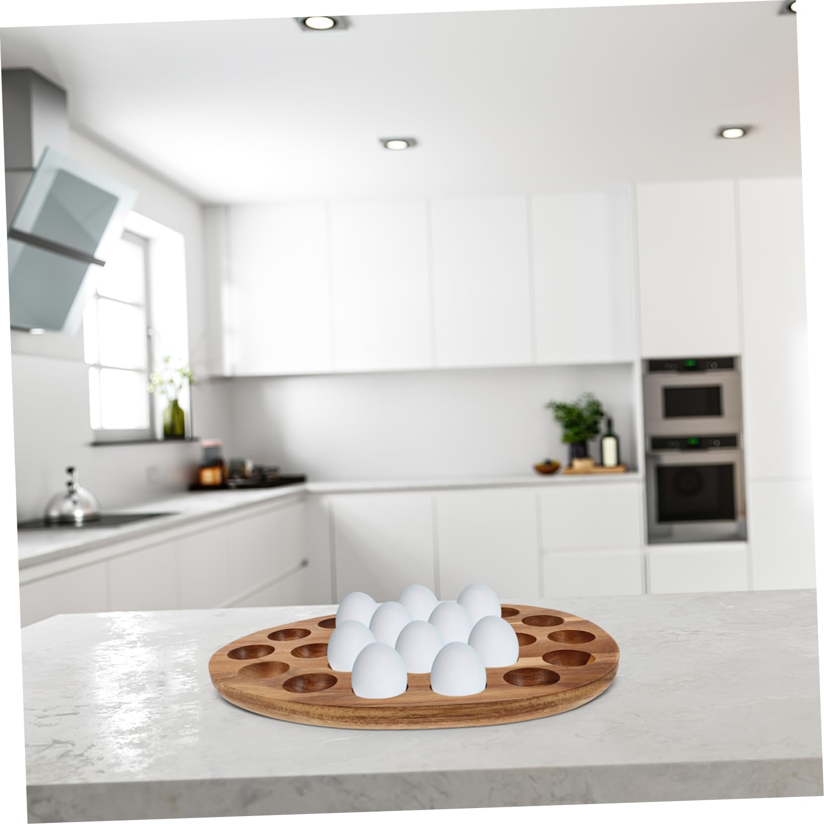 Cabilock Bandeja para Huevos Organizador de Huevos 24 Compartimentos de Madera Natural Almacenamiento Resistente para Nevera y Cocina para Uso Familiar y Mesa de Comedor