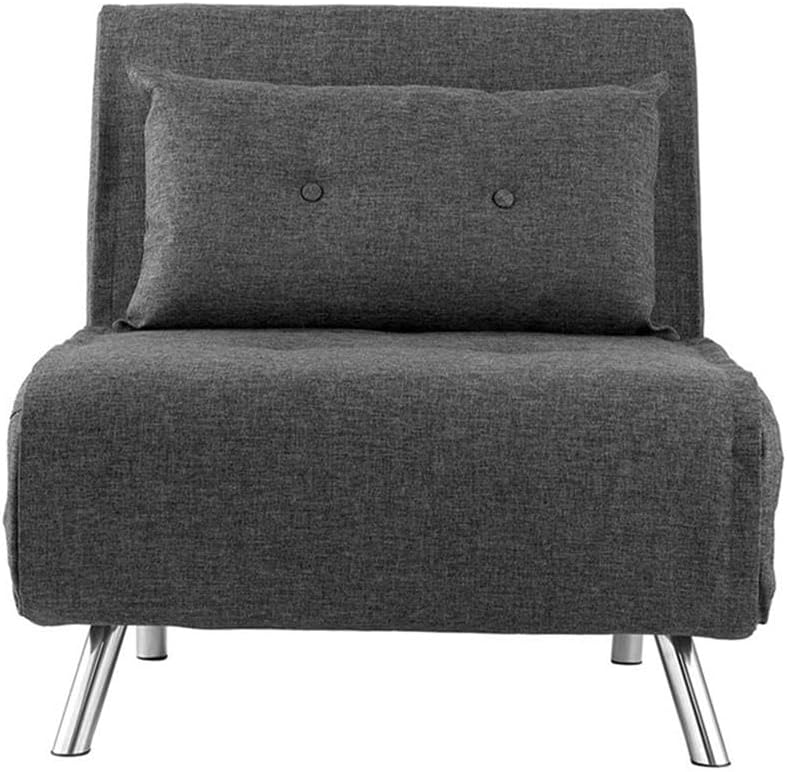 Pemberly Row 35" Convertible Velvet Sofa Futon Bed, Gray Upholstery, Lumbar Pillow with Button Tufting, Durable Wood Frame, Angled Metal Legs, Compact Sleeper for Living Room or Small Spaces