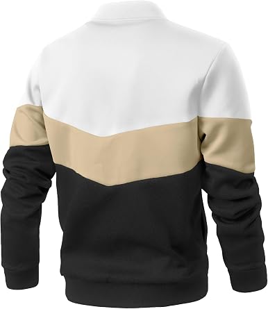 HYPESTFIT Men's Lightweight Jacket Casual Bomber Jacket Colour Block Varsity Coat