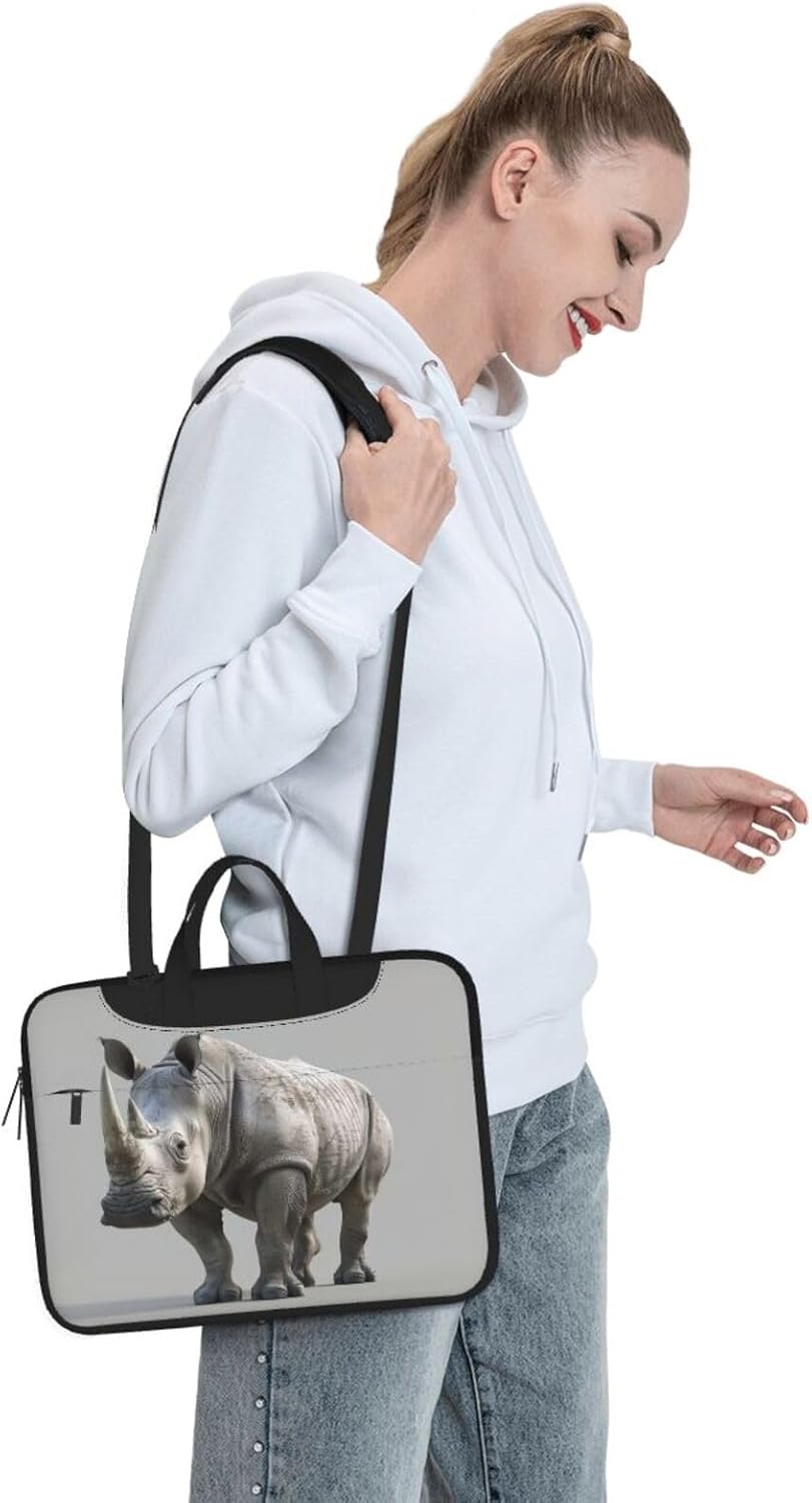 animal rhino Print Laptop Shoulder Bag Messenger Bag Notebook with Accessories Pocket 13/14/15.6 inch