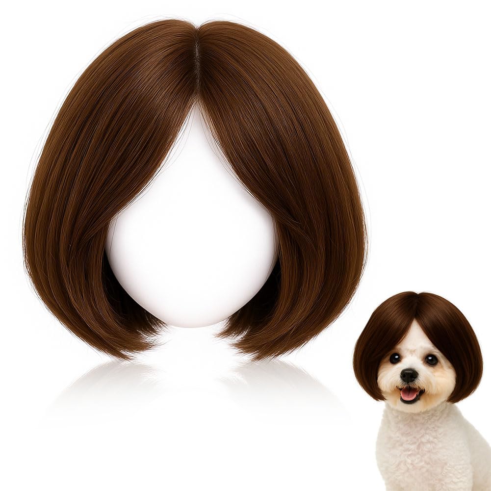 View 1 of 1PC Funny Dog Cat Cosplay Wig for Halloween, Christmas, Parties, Festivals Pet Wig-Adjustable Costume Amusing Hair Dress Up Decorations (Black)