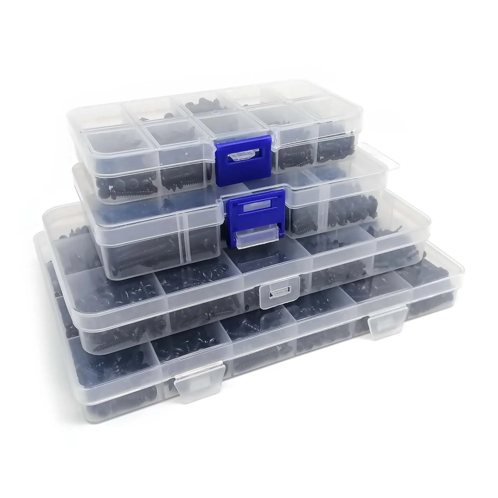 1 Box Mix M1 M1.2 M1.4 M1.7 M2 M2.6 M3 M4 Schwarzer Stahl Mikro Kreuz Rundkopf Selbstschneidende Holzschrauben Set(Set D 2010pcs)