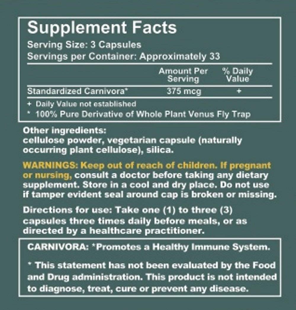 Carnivora Vegi-Caps - Gluten Free, Vegan Friendly Capsules to Strengthen and Support Your Immune System (100 Capsules)