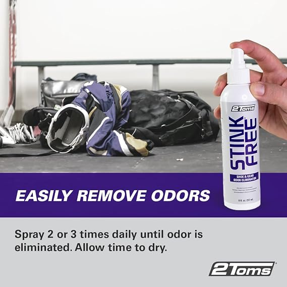 2Toms StinkFree Odor Eliminator Spray for Sweat & Shoes, 8 Oz, 2 Bottles | Odor Eliminating Spray for Smelly & Stinky Shoes & Athletic Gear