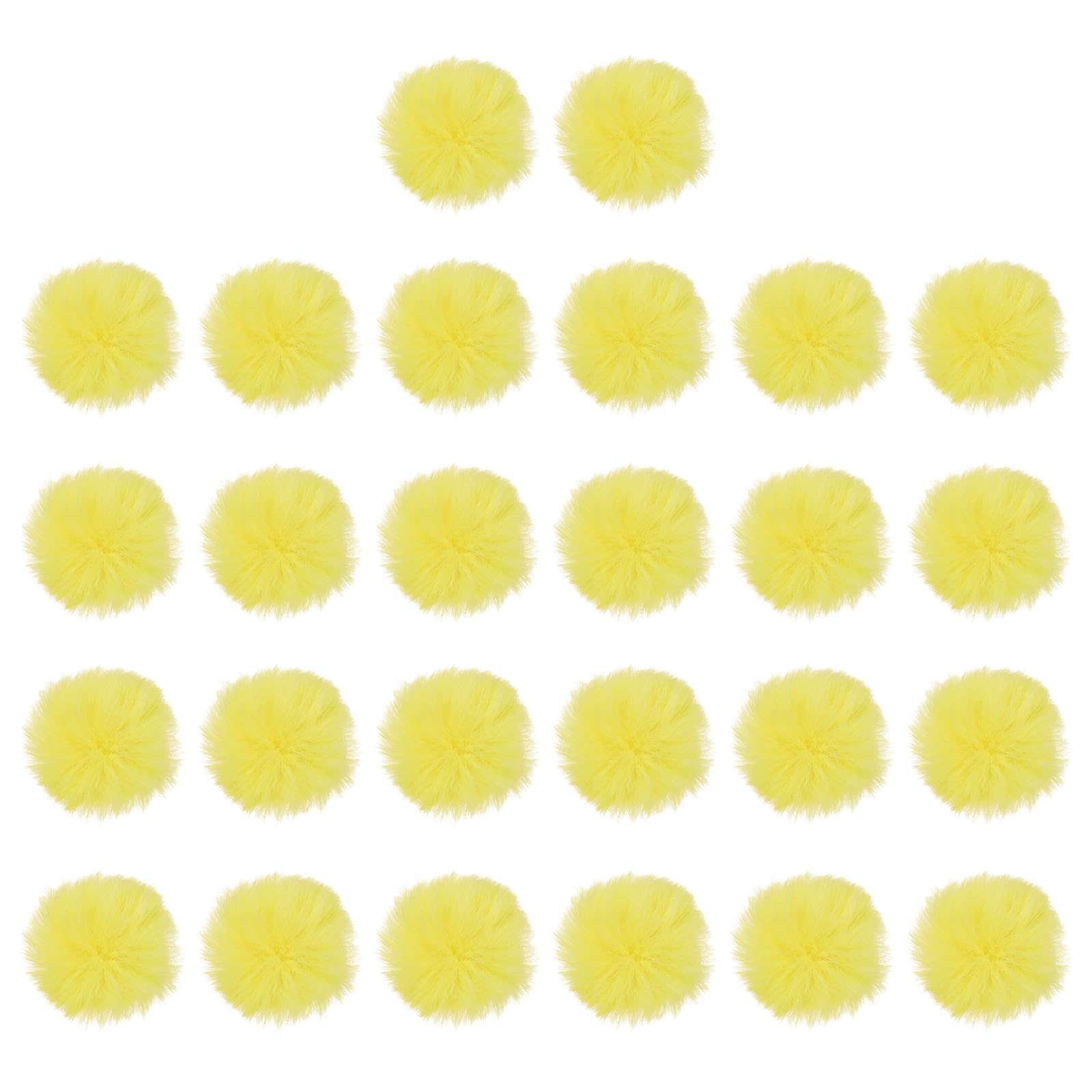 Pompons en fausse fourrure 3cm PATIKIL jaune avec boucle élastique pour tricot et clés x26
