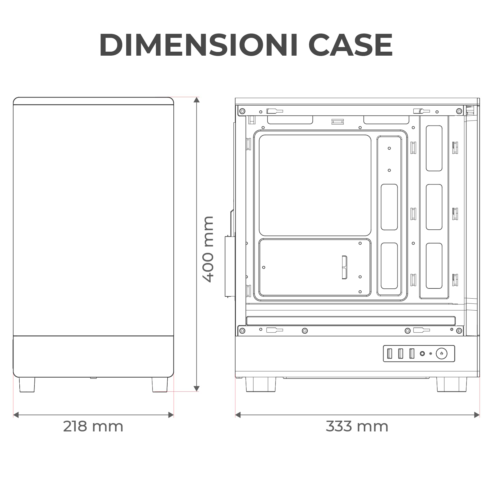 Noua Fobia LK200, Case PC Gaming Micro-ATX, Ventola Nera 120mm, Case Micro Tower per Computer Doppio Vetro Temperato Panoramico, Nero