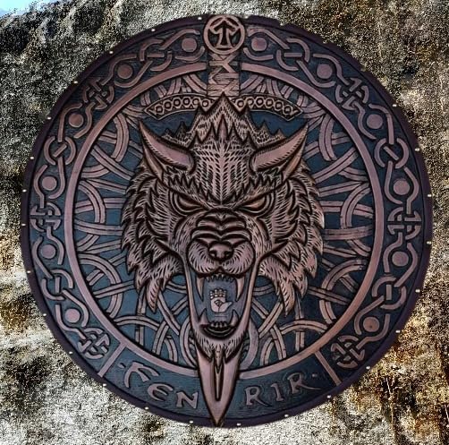 Ręcznie wykonana drewniana tarcza w średniowiecznym stylu do rekonstrukcji historycznych, LARP i dekoracyjnej ekspozycji - autentyczny design z - idealna do cosplay, średnica 61 cm,