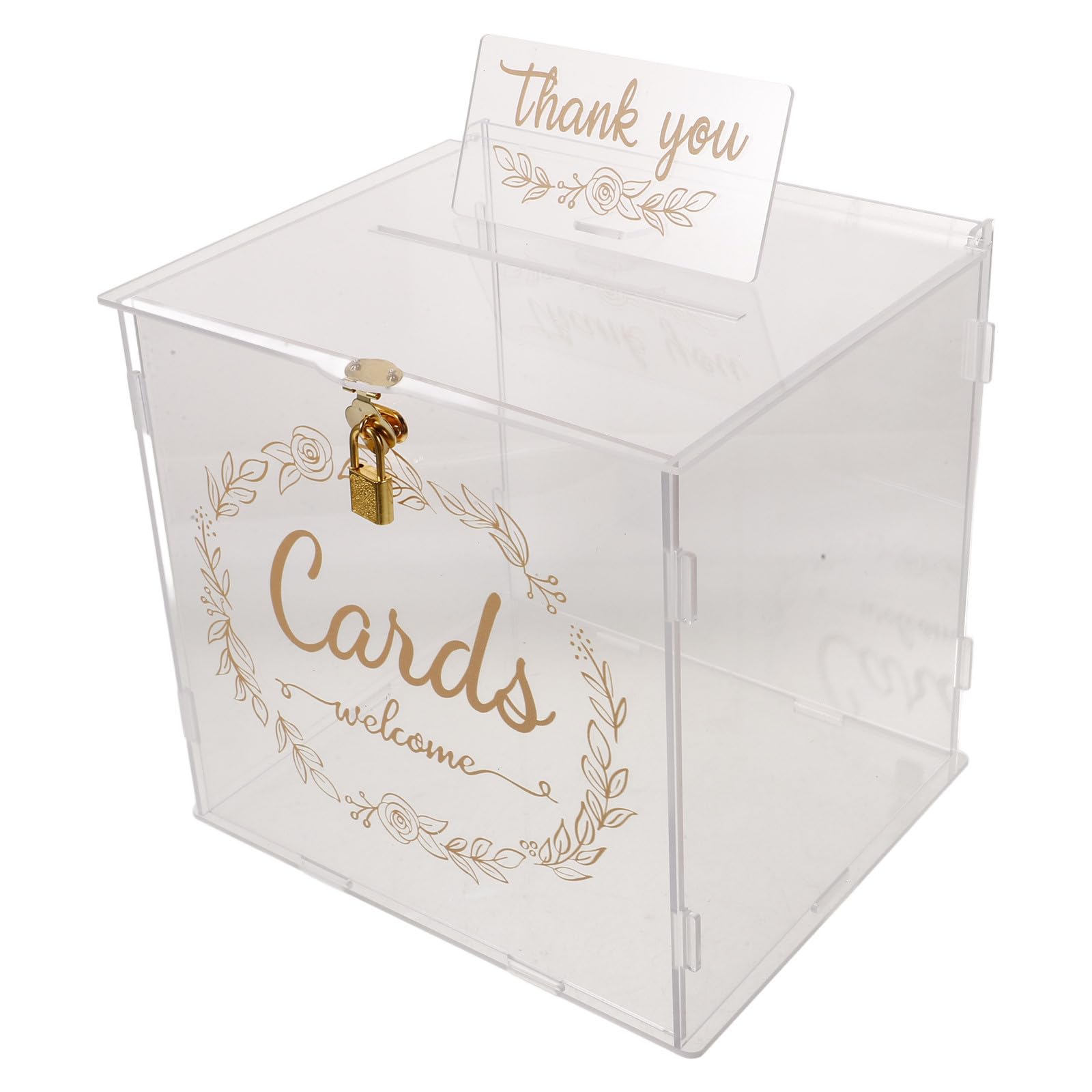 Boîte à cartes mariage haut de gamme Healvian urne acrylique robuste avec serrure